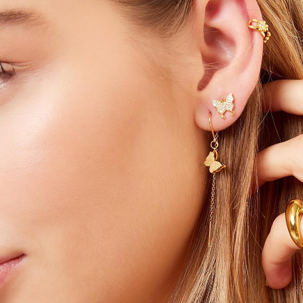 Boucles d'oreilles pendantes papillon h5Image2